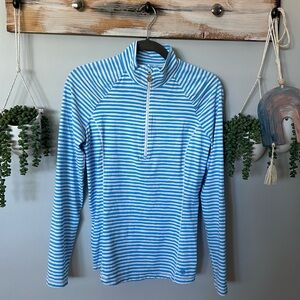 Lilly Pulitzer white & blue striped long sleeve half zip size medium